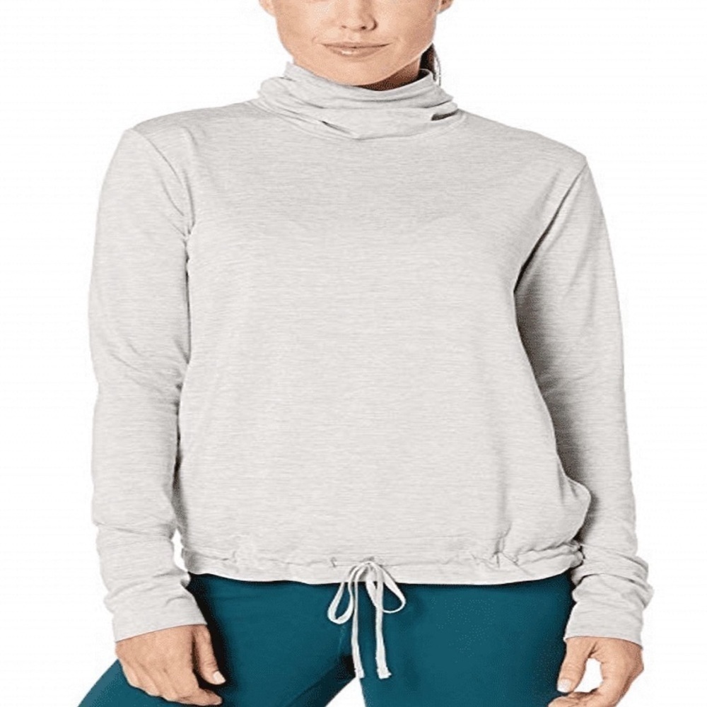Nike Women's Funnel-Neck Yoga Training Top Light Grey Size Medium